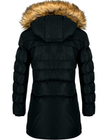 1 x RAW Customer Returns CHERFLY Women s Medium Length Winter Coat Thick Warm Jacket with Removable Fur Hood Black, XL  - RRP €89.98