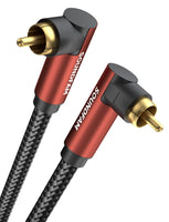 1 x RAW Customer Returns SOUNDFAM Dual 90 Degree RCA Cable 5M, Right Angle Subwoofer Cable, RCA Cinch Coaxial Audio Cable New Upgrade Two 90 Degree Connectors - RRP €19.99