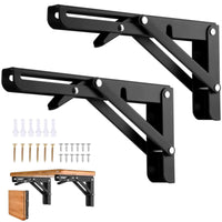 1 x RAW Customer Returns Vebetter 200mm Folding Brackets, 2Pcs Folding Table Hinge Brackets for Shelves, Stainless Folding Table Hinges, Folding Shelf Support, Wall Shelf Support, Maximum Load 50KG. - RRP €11.89