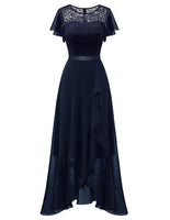 1 x RAW Customer Returns Berylove Evening Dress Long Elegant for Wedding Dress Front Short Back Long Ladies Dress Festive Elastic Waist BLP7051 Navy 3XL - RRP €61.99