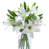 3 x Brand New Yuecheng BREUAILY 8pcs artificial lily flowers 37cm real touch artificial lily bouquets tiger lily arrangement for home decoration wedding party office decor white  - RRP €90.0