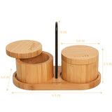 1 x RAW Customer Returns 2 Pcs Salt Container With Lid, Tray And Spoon, Bamboo Salt Jar, Salt Barrel With Magnetic Swivel Lid For Herbs Or Spices Salt Cellar 237 ml - RRP €26.21