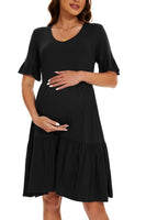 1 x RAW Customer Returns Smallshow Women s Maternity Dress Short Sleeve Summer Pregnancy Maternity Dress Black M - RRP €34.99