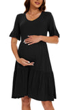 1 x RAW Customer Returns Smallshow Women s Maternity Dress Short Sleeve Summer Pregnancy Maternity Dress Black M - RRP €34.99