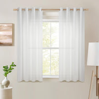 1 x RAW Customer Returns Topfinel voile curtains with eyelets, semi-transparent curtain, linen structure, yarn pattern, window curtain for room, office, set of 2, 160 x 140 HxW , white - RRP €22.58