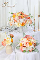 1 x RAW Customer Returns Floweroyal Artificial Flowers Combo Champagne Flowers Mix Silk Flowers Dahlia Roses with Stems for DIY Wedding Bridal Bouquets Baby Shower Floral Arrangement Table Centerpieces Home Decorations - RRP €24.99