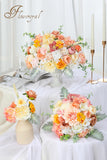 1 x RAW Customer Returns Floweroyal Artificial Flowers Combo Champagne Flowers Mix Silk Flowers Dahlia Roses with Stems for DIY Wedding Bridal Bouquets Baby Shower Floral Arrangement Table Centerpieces Home Decorations - RRP €24.99