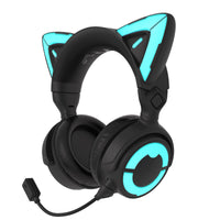 1 x RAW Customer Returns YOWU RGB Cat Ear Headphone 4, Upgraded Wireless and Wired Gaming Headset with Attachable HD Microphone - Active Noise Cancellation, Customizable Lighting and Effects via APP Black  - RRP €149.0