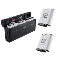 1 x RAW Customer Returns TELESIN 2 Pack Enduro Battery and 3 Slot Battery Charger for Go Pro Hero 12 11 10 9, Low Temperature Suitable, Pocket Size Charger, Quick Charge, Power Query, with 2 TF Card Storage, Accessories - RRP €52.99