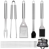 1 x RAW Customer Returns GQC 10PC Stainless Steel Barbecue Cutlery Set Professional Grill Cutlery Sets in Carrying Case BBQ Grill Tool Grill Set Tools for Men and Women Camping Garden - RRP €19.99