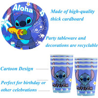 3 x Brand New YGCHEN Stitch Party Tableware Children s Birthday Decoration Birthday Party Tableware Stitch Paper Cups Paper Plates Napkins Children s Birthday Party Table Decoration Party Tableware 8 Guests - RRP €65.46