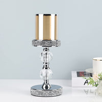 1 x RAW Customer Returns Metal Crystal Storm Candle Holder, Removable Clear Glass Cover, for Candlelight Dinner, Wedding, Christmas, Dining Table, Holder with Crystal Balls, New Home Gift - RRP €43.12