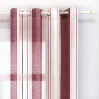 1 x RAW Customer Returns MIULEE Curtains Striped Transparent with Eyelets Voile Curtains Living Room Modern Set of 2 Bedroom Curtain Transparent with Wine Red White Striped Pattern Curtain Semi-Transparent Stripes 140 x 245 cm - RRP €27.49