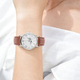 1 x RAW Customer Returns Fashion PU Leather Strap Quartz Watch, Analog Wrist Watches in 3 Colors, Women, Butterfly Pattern, Round Dial Watch, Female Business Quartz Leather Strap Wristwatches Brown  - RRP €52.8