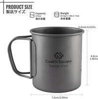 1 x RAW Customer Returns COOK N ESCAPE Titanium 375ml Camping Mug Open Fire Pot with Foldable Handles for Outdoor Backpacking  - RRP €25.95