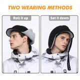 1 x Brand New WTACTFUL Winter Hat with Small Brim Ear Warmer and Double Layer Thermal Neck Warmer Scarf Set Warm Beanie Face Mask for Men Women Skiing Snowboarding Black Set - RRP €27.6