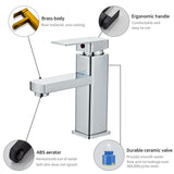 1 x RAW Customer Returns Sumeber faucet bathroom silver wash basin faucet fitting wash basin square bathroom mixer tap wash basin stainless steel single lever mixer bathroom faucet with water inlet pipe square short silver  - RRP €25.09