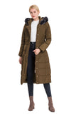 1 x RAW Customer Returns Polydeer Puffer Jacket Max Long Thickened Hooded Coat Vegan Down Winter Parka Women Brown Xtra Small - RRP €115.43