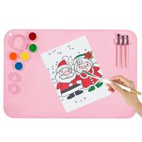 12 x Brand New Silicone Painting Mat,Silicone Craft Mat,Silicone Painting Craft Mat,Heat Resistant Non-Stick Craft Mat with Cleaning Cup,Silicone Craft Mat for Painting,Art,Modeling and DIY Creation Pink  - RRP €156.72