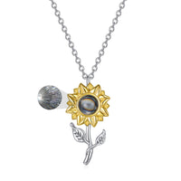 1 x RAW Customer Returns LONAGO Sunflower Necklace 925 Sterling Silver I Love You 100 Languages Projection Pendant Necklace Jewelry for Women - RRP €44.99