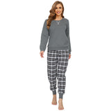 1 x RAW Customer Returns Mnemo - Women s Pyjamas, 100 Cotton, Comfortable, Checked Pattern, Grey and Black, M - RRP €33.11