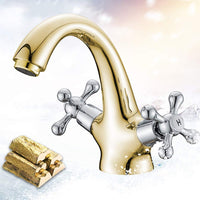 1 x RAW Customer Returns Traditional Victorian Style Monobloc Tap, Vintage Bathroom Sink Mixer Tap, Chrome Double Cross Handle - RRP €40.69