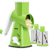 1 x RAW Customer Returns Cheese grater, manual drum grater with 3 removable drum blades, quick cutting vegetable slicer, ideal as a potato grater, nut grater with crank, nut mill - RRP €30.24