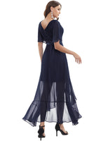 1 x RAW Customer Returns Gardenwed evening dresses elegant for wedding festive dress chiffon sleeve ruffles bridesmaid dress bridesmaid dress party graduation dress long ball gown navy 3XL - RRP €62.99