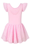 1 x RAW Customer Returns ALISISTER children s ballet clothing girls ballet dress cotton ballet suit short sleeve ballet leotard dance dress ballet bodysuit with chiffon tutu 6-7 years - RRP €18.67