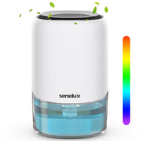 1 x RAW Customer Returns Senelux 1100ml Electric Dehumidifier for Humid Home with 7 Colorful Lights, Small Portable Dehumidifier with Auto Shut Off for Drying Clothes, Bedroom, Mildew, Wardrobe - RRP €43.99