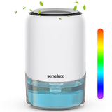 1 x RAW Customer Returns Senelux 1100ml Electric Dehumidifier for Wet Home with 7 Colorful Lights, Auto Shut-Off Portable Small Dehumidifier for Drying Clothes, Bedroom, Mold, Wardrobe - RRP €43.99