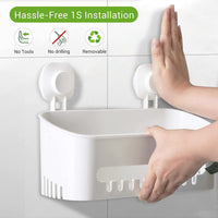 1 x RAW Customer Returns Luxear shower basket with suction cup, no drilling required, waterproof bathroom  for hanging, , bathroom shelf, wall shelf with drain openings for shampoo, oil-resistant  organizer, load capacity 10 kg - RRP €21.99