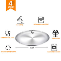 1 x RAW Customer Returns TEAMFAR pizza tray, round pizza pan, pizza pan set of 4 made of stainless steel, 29 cm pizza baking tray for baking in the oven, healthy durable, easy to clean dishwasher safe - RRP €22.18