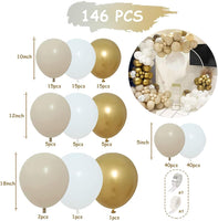 21 x Brand New Balloon garland beige, 146 pieces of white sand, white gold balloon garland balloons with nude balloons for boho balloons wedding, birthday party decoration, baby party, baby shower, birthday decoration - RRP €254.1