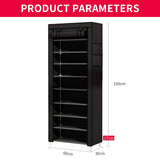 1 x RAW Customer Returns UDEAR Shoe Rack Shoe Cabinet 10 Tier, Holds Up to 27 Pairs of Shoes, Non-Woven Fabric Shoe Rack Black - RRP €31.67