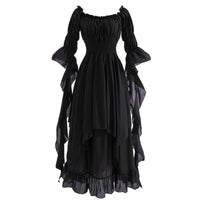 1 x RAW Customer Returns Fiamll Victorian Dress Renaissance Costume Women Gothic Witch Dress Medieval Wedding Dress Black L XL  - RRP €49.4