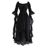 1 x RAW Customer Returns Fiamll Victorian Dress Renaissance Costume Women Gothic Witch Dress Medieval Wedding Dress Black L XL  - RRP €49.4