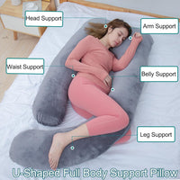 1 x RAW Customer Returns AS AWESLING Pregnancy Pillow, U-shaped Full Body Pillow, Nursing Pillow, Support and Pregnancy Pillow for Pregnant Women with Removable Cover Dark Grey Made of Cotton - RRP €33.14