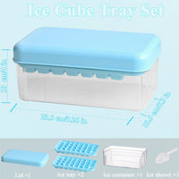 1 x RAW Customer Returns Ice Cube Tray with Lid Ice Cube Tray Freezer Ice Cube Maker with Container 60 Ice Cube Trays Easy Release Ice Cube Trays 2 Tiers, 1 Ice Bucket and Scoop Blue - RRP €15.35