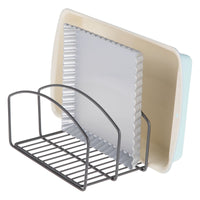 1 x RAW Customer Returns mDesign kitchen organizer dish rack with three compartments for more order in the kitchen metal dish holder for cutting boards, baking tins etc. graphite-colored - RRP €19.15