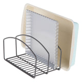 1 x RAW Customer Returns mDesign kitchen organizer dish rack with three compartments for more order in the kitchen metal dish holder for cutting boards, baking tins etc. graphite-colored - RRP €19.15