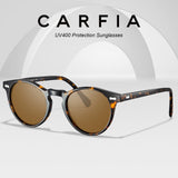 1 x RAW Customer Returns Carfia Sunglasses Polarized UV400 Protection Vintage Eyewear for Driving Travel, Round, Brown - RRP €34.99