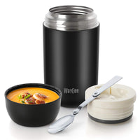 1 x RAW Customer Returns WayEee Insulated Food Container, 710ml Stainless Steel Vacuum Food Jar with Folding Spoon for Soup, Porridge, Rice, Fruit - RRP €25.99