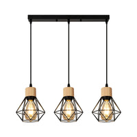 1 x RAW Customer Returns DAXGD Modern iron chandelier, E27 three-head black diamond chandelier, height adjustable, suitable for restaurant kitchen bar - RRP €45.9