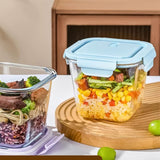 1 x RAW Customer Returns S.ROKE TTAN 800ml Glass Food Containers Soup Containers, Square Glass Food Containers Kitchen Prep Bowls with Airtight Lids, Freezer, Dishwasher... Safe 4-Square  - RRP €36.5