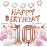 8 x Brand New Cute 10th Birthday Balloon 10th Birthday Decorations Happy 10th Birthday Party Supplies Rose Gold Number 10 Foil Mylar Balloons Latex Balloon Gifts for Girls Boys Women Men - RRP €129.04