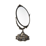 1 x RAW Customer Returns Feyarl 28.5 cm Oval Vintage Makeup Mirror Floral Table Mirror with Stand Double Sided Rotating Decorative Mirror Mother Gift Bronze  - RRP €32.99