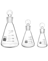 1 x RAW Customer Returns QWORK Erlenmeyer flask set, Erlenmeyer flask made of borosilicate glass 50ml 150ml 250ml with glass stopper - RRP €19.99