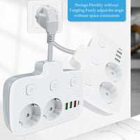 1 x RAW Customer Returns 2-way power strip individually switchable, double plug for socket with 3 USB-A and 1 USB-C connection, 6 in 1 multiple socket with 3 switches, short cable socket adapter for home, office - RRP €20.16