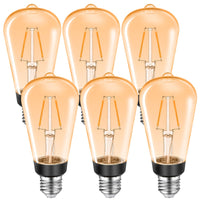 1 x RAW Customer Returns MZYOYO Plastic E27 LED Edison Vintage Light Bulb, ST64 2W E27 Retro LED Lamp, 200LM, Replaces 20W Light Bulbs, 2500K Warm White, Edison LED Filament Bulb for Indoor Lighting, Amber, Not Dimmable, 6 Pack - RRP €16.12